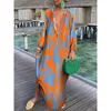 Casual Dresse Sexy Deep V Neck Maxi Bohemian Lantern Sleeve Printed Long Dress Female Vintage Holiday Loose Beach Cover Up Robe 230403