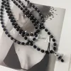 Desginer Viviene Westwoods Empress Dowager Vivian Three Layered Black Crystal tredimensionell Earth Planet CollarBone Necklace Light Luxury Niche Choker