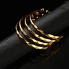 Bangle Simple Style Dubai Gold Color Glossy Rhombus Etiopiska armband för kvinnor afrikanska arabiska bröllop smycken