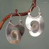 Dangle Earrings Simple Fashion Hammered Metal Hook Tribal Geometric Silver Color Drop For Women Jewelry