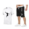 Мужские спортивные костюмы Summe Mannen Merk Sportkleding Shorts Set Korte Mouw Ademend Tshirt En Casual Wear Basketball Trainingspak 230403