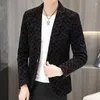 Men's Suits Boutique Men's Fashion Elegant Gentleman Comfort Print Corduroy Korean Version Business Casual British Style Slim Fit Blazer