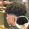 Durable Skin Pu Base Toupets Natrual Noir Afro-Américain Mens Toupee Perruque de Cheveux Humains Afro Kinky Curly Weave Système de Remplacement pour Hommes