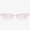 Sunglasses Luxury Diamond Cut Reading Glasses Women Rimless Rose Gold Alloy Ultralight Grace Anti Blu Faitgue 1 1.5 2 2.5 3 To 4