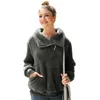 Damen Hoodies Sweatshirts Herbst und Winter doppelseitiger Kaschmir asymmetrischer Revers Pullover einfarbig verdickter Pullover Top