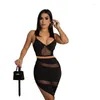 Arbeitskleider sexy bloße Mesh zweiteilige Set Frauen Kleidung Sommer Ärmel und Crop Top Minirock-Party Nacht Club durchsichtspassendes Matching-Sets