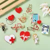 Party Supplies Medical Series Brooch Creative Stethoscope Electrocardiogram Male And Female Doctor Modeling Paint Pin Lapel Pins