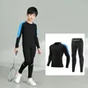 Ensembles de course Hommes Enfants Football Enfants Garçon Fille Fitness Basketball Exercice Formation Sport Bottoming Top Tee Legging Pantalon 05