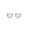 Stud Earrings Women Fashion Nature 7-8mm Pearl Earring Heart For Jewelry Love