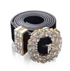 Cinture di grandi strass di design di lusso per donna Cintura in pelle nera con gioielli Cintura a catena in oro con strass e diamanti Fashion1619300
