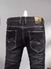 Mäns jeans italiensk stil mode män hög kvalitet retro svart grå stretch smal rippad vintage designer denim byxor hombre