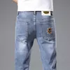 Мужские джинсы дизайнерские роскошные весенние новинки 2023 года, приталенные хлопковые модные брендовые брюки в Корейском и Европейском стиле, маленькие длинные брюки-монстры 5N4O
