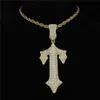 Hip Hop Alloy Cheap Iced Out Pave Diamond Trapstar Game Controller Pendant Necklace for Men Cross Sword Jewelry