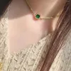 Necklace Earrings Set Lihua Fashion Ins Gem Choker Female Thick Plated 18K Gold Emerald Green Sweet Cool Bracelet