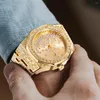 Нарученные часы missfox роскошные гипсофилы Man Watch Gold Полностью бриллиант