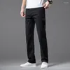 Men's Jeans 2023 Summer Brand Fit Straight Lightweight Business Casual Cotton Stretch Thin Denim Fashion Pants