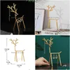 Jewelry Pouches Bags 3D Golden Display Stand Necklace Earrings Organizer Tree Geometric Deer Tower Rack For Rings Bracelets Dhgarden Dhnlh