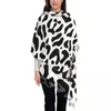 Halsdukar Luxury Leopard Skin Print Tassel Scarf Women Winter Fall Warm Shawl Wrap Lady Cheetah Animal