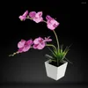 Decorative Flowers 9 LED Orchid Lights Operated Artificial Potted Flower Light Home Decoration (Purple)