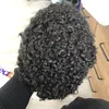 Dark Brown 15mm Curly Afo Black Man Wigs Toupee Durable Thin Skin Base Men Toupee 100% Human Hair System Capillary Prosthesis