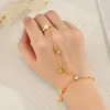 Link Armbanden Mode 18K Vergulde Shell Ster Armband Roestvrij Stalen Vinger Ketting Set Voor Vrouwen Sieraden Cadeau