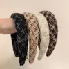 Neue Mode Stirnband Für Frauen Plüsch Schwamm Plaid Haarband Winter Klassische Turban Für Erwachsene Haar Zubehör