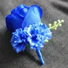 Flores decorativas azul real homem boutoniers noivo padrinho pai corsage casamento rosa flor baile de formatura acessório decoração