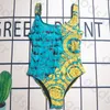 Tasarımcı Bikini Seksi Mayo Kadınlar Yaz Baskı Yaz Backless One Piece Elastik Yumuşak Yüzme Takım