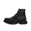 Alexander McQueen Tread Slick Designer de grande tamanho de banda de banda slick masculino botas brancas de couro preto de veludo de laço de laço de plataforma