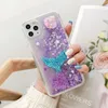 Custodie Quicksand per perle di coda di conchiglia di stelle marine 3D per Iphone 15 Plus 14 Pro Max 13 12 11 XR XS 8 7 Cover per telefono in TPU liquido trasparente galleggiante con cuore amore glitter scintillante