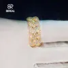 Passe diamante testador corrente cubana estilo 14k ouro sólido moissanite hip hop anel gelado redondo corte brilhante vvs diamante banda