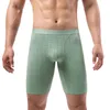 Underbyxor män is silkboxare sömlöst tunt nät underkläder långa ben badshorts stammar andas elasticitet kort sommar