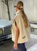 Kamizelki damskie elegancka kamizelka wełniana płaszcz mody lapelowy pojedynczy piersi kurtka solidna bez rękawów luźna strój jesienny zwykły żeński streetwear 231102