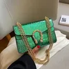 wholesale ladies shoulder bags 8 colors street popular crocodile chain bag flip patent leather glossy women handbag simple personality buckle backpack 6619#