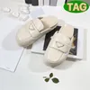 Lüks Tasarımcı Terlik Yumuşak Yastıklı Nappa Deri Sabotlar Slaytlar Kadınlar İçin Moda Sandalet Bej Bej Siyah Beyaz Slipper Kadın Slaytlar Sandalet Eur 35-41