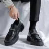 Dress Shoes Man Wedding Men Japan Korean Streetwear Business Casual Vintage High Sole Platform Chain Leather Loafers Shoe Male