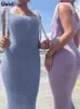 Urban Sexy Dresses Weird Puss Elegant Women Furry Dress Skinny Knit Sleeveless Bandage Camis Solid Simple Maxi Bodycon Casual Hipster Streetwear