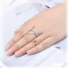Anéis água-marinha natural 0,81 ct anel coroa sólido 925 prata esterlina pedra preciosa fina e elegante joias para mulheres Drop Deliv Dhgarden Dhtiv