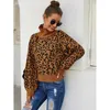 Frauen Pullover Leopard Print Pullover Pullover Lose Koreanischen Stil Gedruckt Puff Sleeve Top Ankunft Trendy Winter Kleidung Frauen Y2k