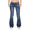 Damen-Jeans, Schlaghose, Damen, hohe Taille, Stretch, schmal, Fleece, weich, lange Länge, Y2K-Baumwoll-Denim, Harlan