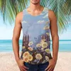 Hommes débardeurs hommes sans manches chemise cocotier impression 3d Fitness forêt feuilles décontracté grande taille t-shirts homme printemps gilet