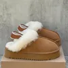 Tasman Pantoufles En Fourrure De Châtaigne Diapositives En Peau De Mouton Shearling Tazz Nouvelles Mules Femmes Hommes Ultra Mini Plateforme Botte Chaussures À Enfiler En Daim Confort Supérieur Automne Hiver