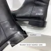 Bottes hautes à talons bas et à bords incurvés en cuir de veau lisse, orteils en amande, bottines d'équitation hautes, chaussures de marques de créateurs de luxe pour femmes, chaussures d'usine