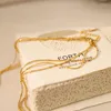 Цепочки Aneebayh Модное многослойное золото, покрытое из нержавеющей стали Колье для женщин