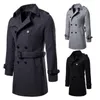 Trench Coats voor heren 2023 Herfst- en winter Medium-lengte tweed jas Lange jassen Casual mode Winddichte kleding Dubbele borsten XXL