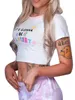 T-shirt da donna T-shirt da donna con stampa grafica Y2k Top carino Kawaii Girocollo Manica corta Lettera T-shirt E Ragazze Abbigliamento estivo per adolescenti Streetwear 230403