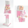 Dekorativa föremål Figurer 30 cm trä Nötknäppare Solider Figur Puppet Pink Glitter Soldat Doll Toy Handcraft Home Office Decoration 230403
