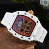 AAA 6-Pins جميع العمل أوتوماتيكي تاريخ الساعات Luxury Limited Men's Watch Battery Luxury Quartz Wristwatch Silicone Slit RM010