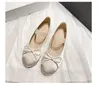 Dress TINGHON Mary Jane Round Toe Women's Bow Silk Satin Ballet SpringAutumn Flats Women Shoes Plus Size 33-43 230403