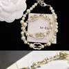 2023 Ny mode Pearl Full Diamond Letter Halsband Trend Oregelbundet Senior Sense Light Luxury Halsband Lärben Kedja